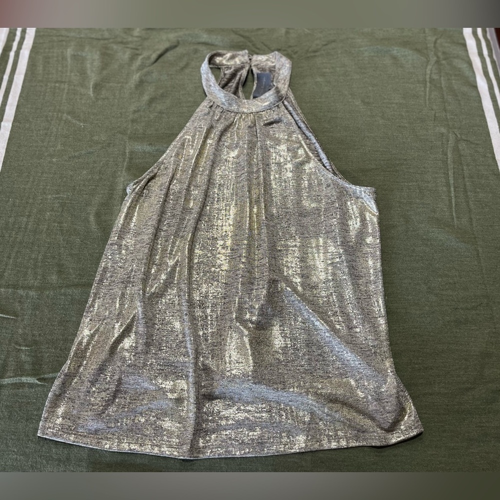 Gold heathered Metallic Anthropologie Halter Top